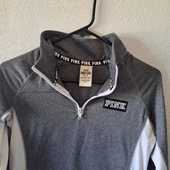 Pink Victoria's Secret Gray Ultimate Half Zip up sweatshirt - Picture 2 of 5